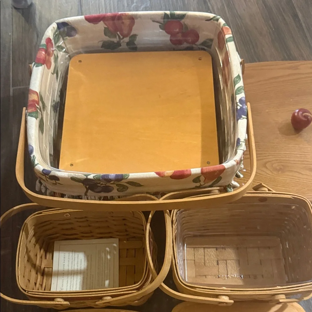 longaberger Vintage Wooden Basket Set of 3 mixed size